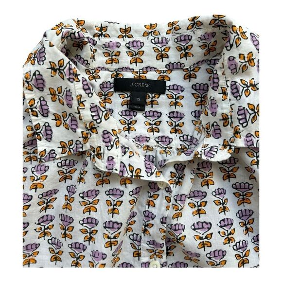 J. Crew Tops - J Crew Women’s Vintage Print Poplin Blouse Size 10 Floral 1/2 Button Pullover